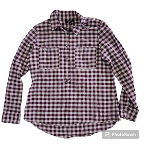 Madewell Popover shirt size small. Check purple gray